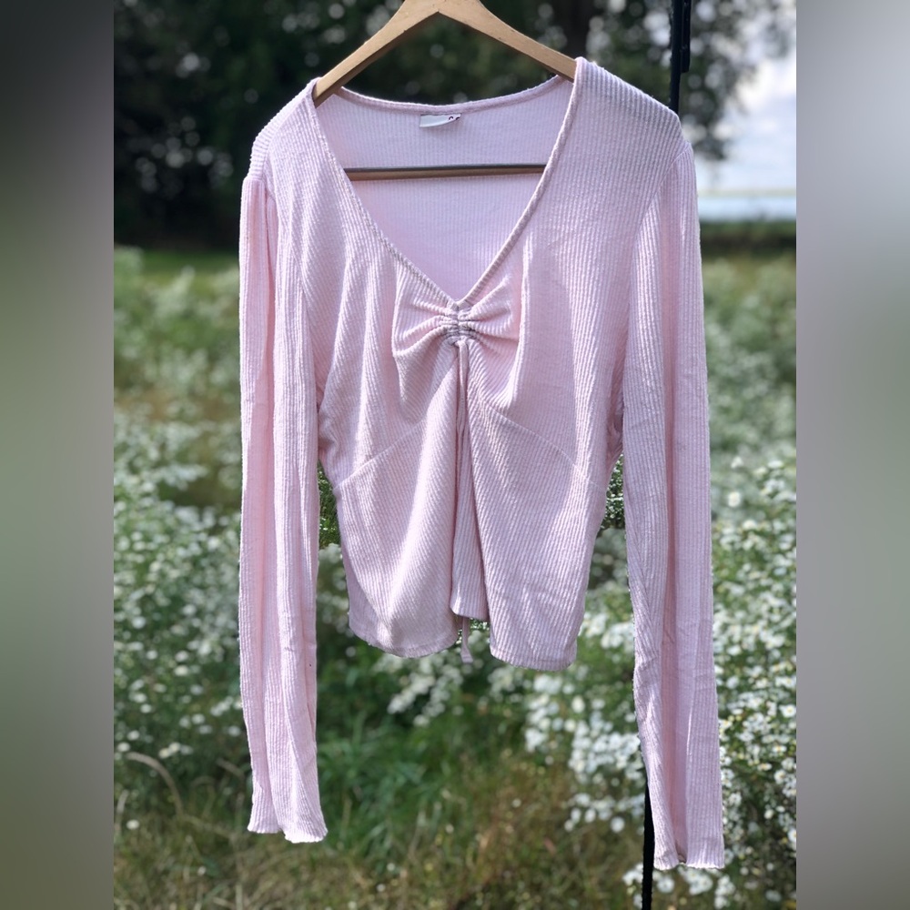 SO Cropped Ribbed Spring Blouse Cottagecore Dainty Fairy Princess Feminine